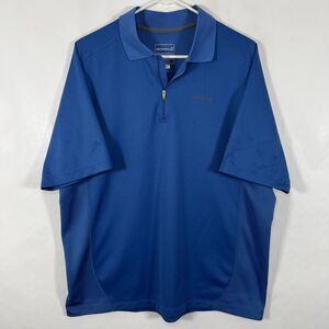 Merrell 1/4 Zip Short Sleeve Polo Shirt Mens Size XL Blue Opti-wick UPF 50